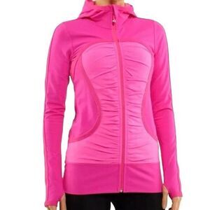Lululemon RARE Hot Neon Fuchsia Pink Pure Balance Hooded Jacket In Paris Pink